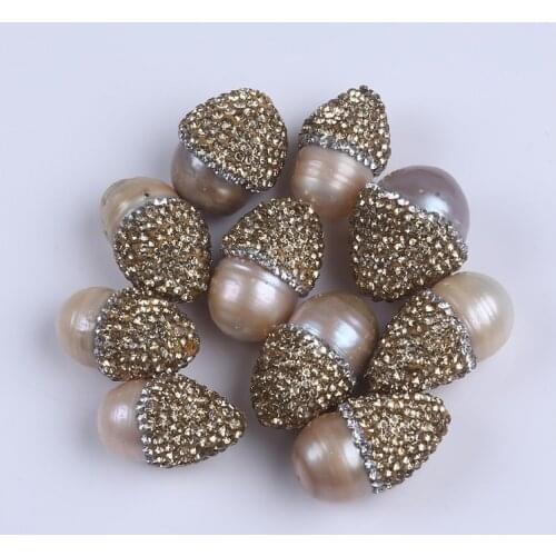 Baroque freshwater pearl loose big paved crystal pearl bead