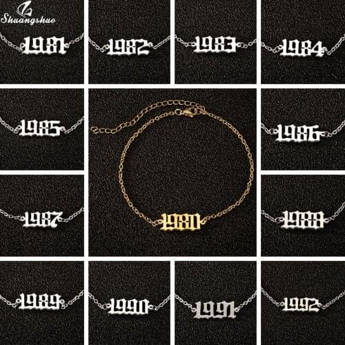 Stainless Steel 1980-2000 Birth Year Ankle Leg Bracelet Jewelry Gold Chains Custom Number Anklet Personalise Summer Beach Gifts