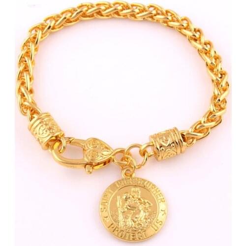 Unisex Jewelry Charm Bracelet SAINT CHRISTOPHER PROTECT US Written And Religious Story Pattern Zinc Alloy Provide Dropshipping