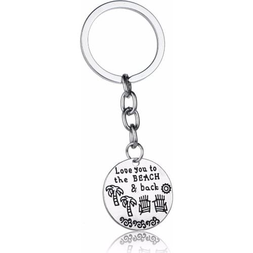 Sunshine Tree Keychain Love You To The Beach&Back Keyring Women Couples Lovers Keyfob Gifts Summer Holiday Honeymoon Key Chains
