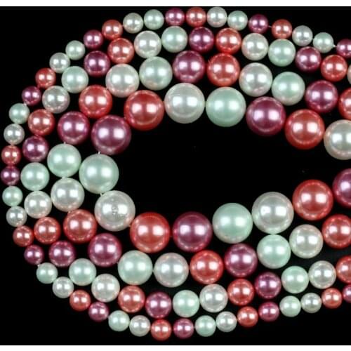 Purple Red Cyan Colorful Shell Pearl Beads Round Loose Spacer Beads 15''6/8/10/12mm For DIY Jewelry Making Bracelet Accessories