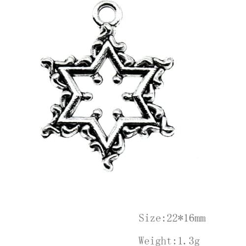 DIY star shape alloy charm pendant jewelry making accessories Antique Silver Color vintage wholesale necklace chain bracelet