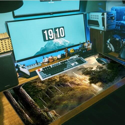 Deer In Forest Customized laptop mouse pad Computer Gaming Mousepad Anti-slip Natural Rubber with Locking Edge Gaming Mouse Mat