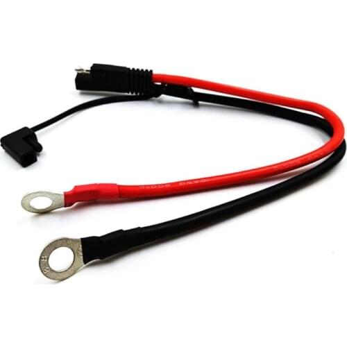 Battery Charging Cable SAE to O Ring Terminal Connectors Harness 10AWG Quick Disconnect SAE Cable for Motorcycles, Cars, Etc