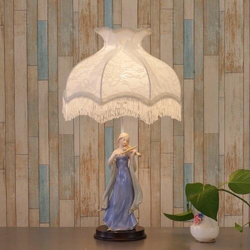 European Creative Girl Princess Ceramic Table Lamp For Bedroom Bedside Lamp Living Room Childrens Room Decorative Table Lamp