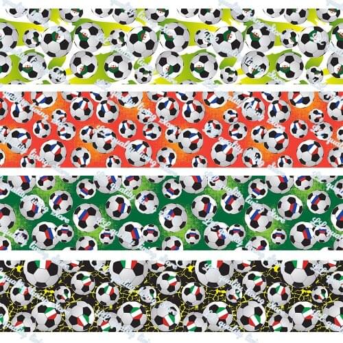 16-75mm Cartoon Football Printed Grosgrain Ribbon/16mm Printed Elastic Foe Ribbons DIY Hair Bows Sewing Webbing 50 Yards