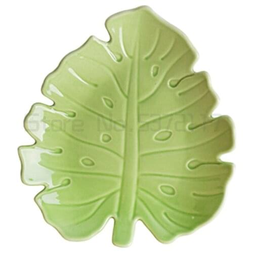 Tropical plant creative ceramic plate breakfast plate household irregular plate simple theme tableware household ceramic plate