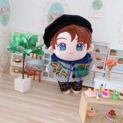 [MYKPOP]KPOP Doll in 20CM Plush Doll with Cap + Hooded sweater + Cardigan + Pants KPOP Fans Collection SC21042111