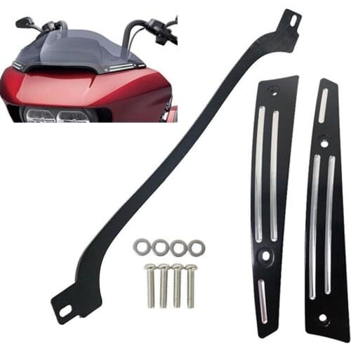 Motorcycle Aluminum Split Windshield Center with Side Trim Black For Harley Road Glide CVO FLTRX FLTRUSE FLTRXS 2015 2016 2017