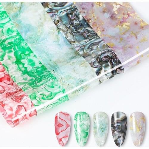 WAKEFULNESS 4*100cm Marble Pattern Starry Sky Nail Foils Shell Nail Transfer Stickers Decals Manicure Nail Art Decorations