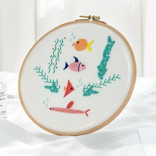 Cartoon Fish Patterns Embroidery Kits DIY Embroidery Materials Package 3D Cross Stitch Sewing Supplies Home Deco Gift