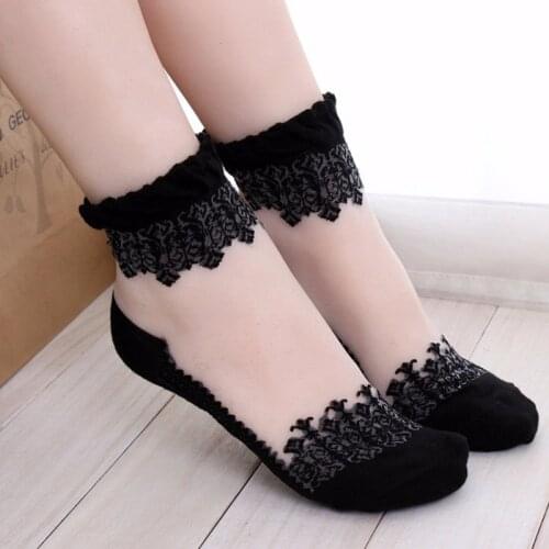 Sexy Lace Mesh Fishnet Socks Mixed Fiber Transparent Stretch Elasticity Ankle Net Yarn Thin Women Cool Socks 1pair=2pcs 2205