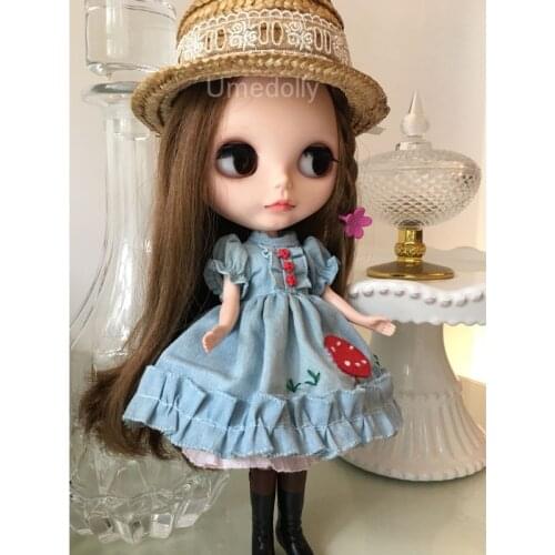 1Pcs Handmade Doll Clothing Fashion Denim Dress for Blyth, Licca, Azone, 1/6 BJD, Pullip Doll Clothes Accessories
