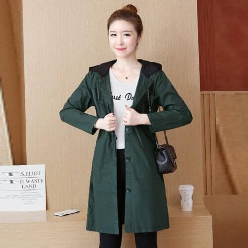 Autumn Trench Coat Coats For Women Spring Hooded Long-sleeved Casual Windbreaker Female Loose Outwear Overcoat Plus Size 5XL