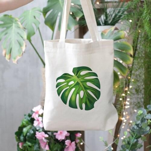 Banana Leaf Fashion Women Canvas Shopping Bags Large Tote Eco Reusable Book Bags Female Travel Shopper Shoulder Bag Foldable