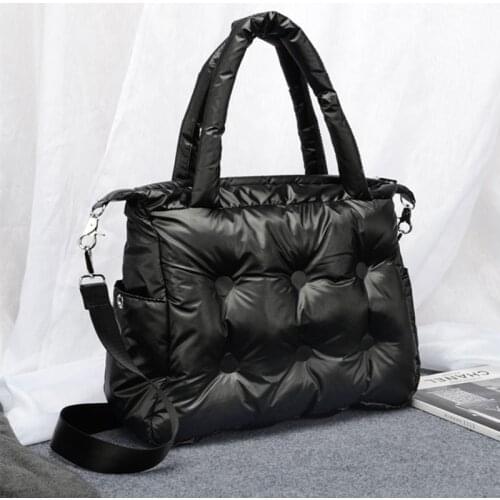 Casual Space Pad Cotton Women Handbags Designer Shoulder Bags Nylon Down Feather Crossbody Bag Large Capacity Tote Shopper Purse