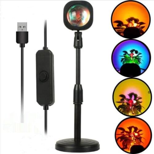 Rainbow Lamp USB Sunset Lamp Projection Night Lights Luces Led Para Habitacion Live Broadcast Galaxy Projector Atmosphere Decor