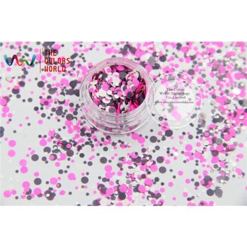 RFM321-189 Mix Colors Dot shapes round Glitter for nail art ,nail gel,makeup and DIY decoration