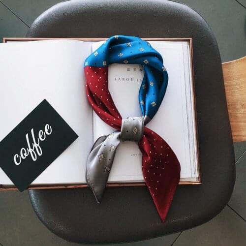 70*70cm Fashion Silk Neck Scarf For Women Small Handkerchief Print Satin Bag Scarfs For Ladies Square Headband Cute Bag Scarves