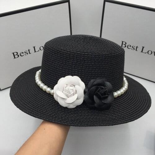 Spring and summer new flat-topped elegant beach straw hat for women gift hat flat eaves sunscreen wide-brim sunshade