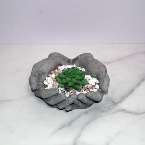 Concrete Cement Planter Molds Silicone Hand Design Flower Pot Molds Jesmonite Terrazzo Trinket Tray Mold Succulent planting mold