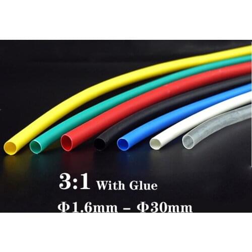 5Meter Thickened 3:1 Heat Shrink Tube Wire Cable Insulation Tubing USB Protector Wrap Diamater1.6 2.4 3.2 4.8 9.5 19.1 25.4 30mm