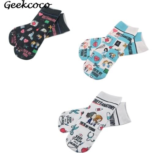 J2254 Funny Cotton Nurse Print Sock Lion Snake Fox Fashion 3D Printed Cartoon Novelty Socks For Hospital