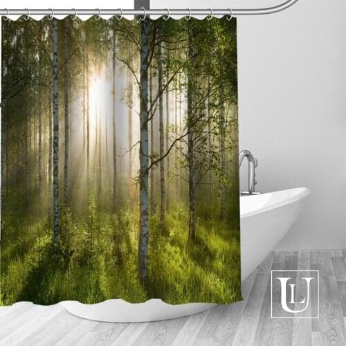 Custom birch fores Bath Curtain Fabric Modern Shower Curtain bathroom beautiful Curtains Bath decor