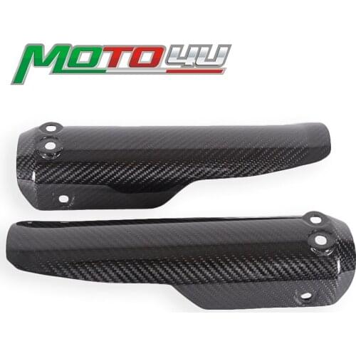 For Ducati Scrambler 2017 Cafe Racer Real Carbon Fiber Front Absorber Protectors 100% Carbon Twill Weave