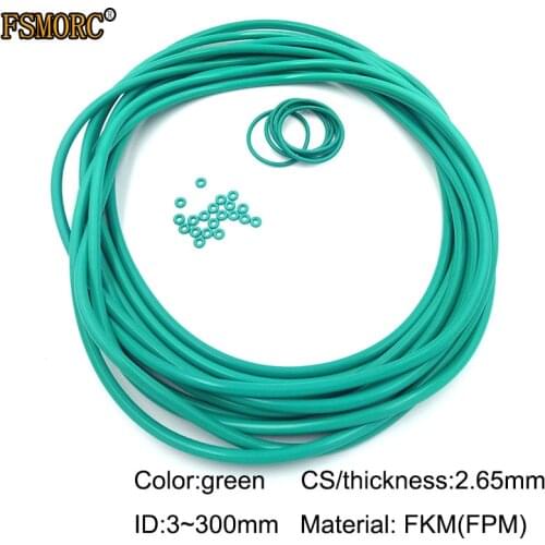 Green FKM o rings ID3mm~300mm*2.65mm thickness/CS Oil resistant acid and alkali resistant sealing Gasket FPM o-ring