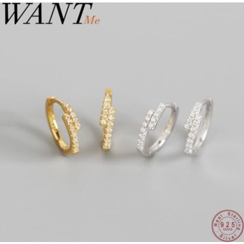 WANTME Luxury Real 925 Sterling Silver Minimalist Pave Zircon Double Ear Buckle Round Stud Earrings for Trendy Women Men Jewelry