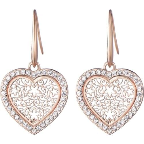 Heart-shaped Stud Earrings Women Rhinestone Earing Female Fashion Jewelry Accessories Hollow Out Earrings pendientes kolczyki