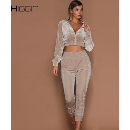 Autumn Women Velvet Long Sleeve Zipper Crop Top And Pant Two Piece Set Casual Tracksuit Slim Outfits Sweartshirt 2 Piece Suit