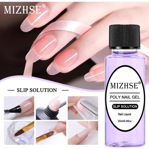 MIZHSE 20ml Liquid Slip Solution Poly Nail Gel Polish Acrylic Gel For Extension Quick Builder Gel Semi-Permanent Nail Liquid