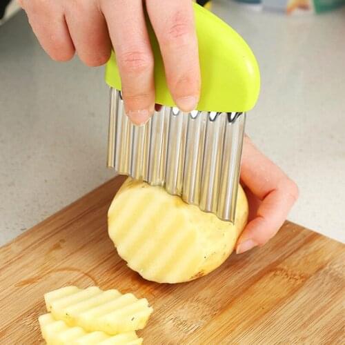 1Pcs French Fries Stainless Steel Wavy Knife Potato Slicer Vegetable Potato Chips Making Peeler Durable Kitchen Gadgets Cutter