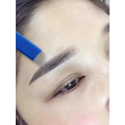 10pcs Tattoo Supplies Microblading Blade Semi Permanent Makeup Tools Blue 0.2mm Disposable Micro blading Needles for Eyebrow Lip