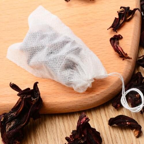 100Pcs Empty Tea Bags Non-woven Fabrics Empty Tea Bags String Heat Seal Filter Paper Herb Tea Bags 55x70mm