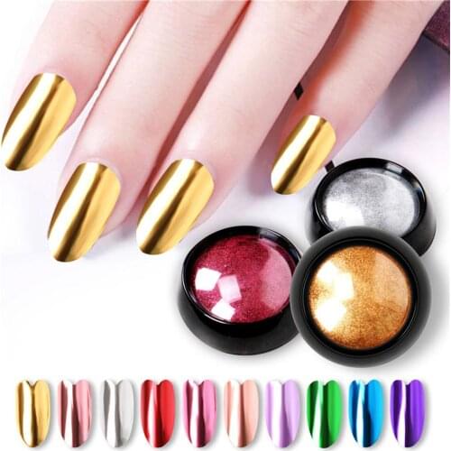 12 Colors Mirror Effect Titanium Powder Holographic Glitters Manicure Nail Decor