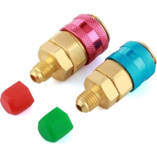 2Pcs Freon R134A H / L Car Auto Air Conditioning Refrigerant Quick Coupler Connector Adapters Brass Adjustable AC Manifold gauge