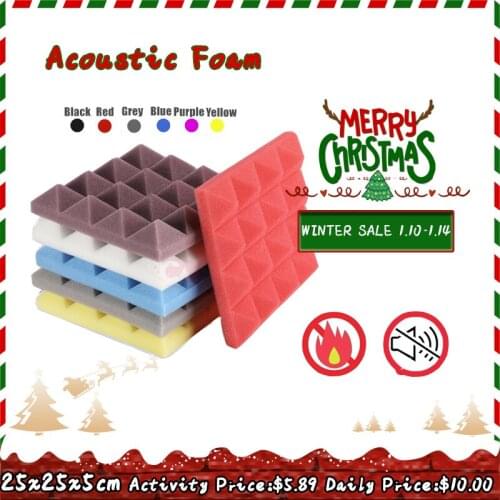 24pcs 250x250x50mm Studio Acoustic Soundproof Foam Pyramid Sound Absorption wall Treatment Panel Tile Wedge Protective Sponge