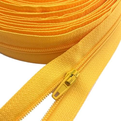 3# Zipper Yellow Nylon Coil Zippers by Yard with Auto lock Zipper Pulls