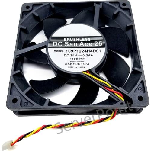 Well Tested For San Ace 120 109P1224H4D01 24V 0.24A 120*120*25mm 12cm 3wires cooling fan