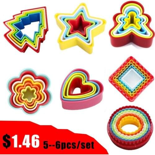 5/6pcs/set Christmas Tree Shape Cookie Cutter Cookie Mold Flower Cookie Cutter Mousse Rings Vegetable Cut Cookies Cake Molds