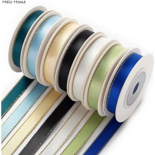 5Yards/Roll Pastel Color Gold Edge Ribbon Festival Party Gift Cake Box Craft Wedding Hair Clip Bow-Knot Cloth Home Decor