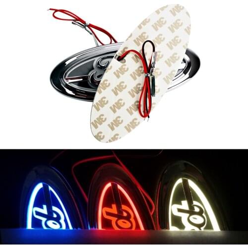 5D Emblem Logo Insignia Light Front Grille Sticker For Ford Focus Fusion Explorer Mustang Mondeo Ford Logo Light Lamp 14.5X5.6cm