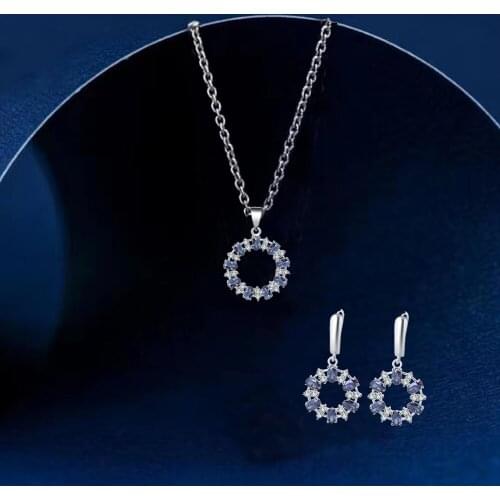 Ayowei Rainbow color Oval 925 silver Set Earrings Necklace Pendant Wedding set Gift girlfriend JS794A