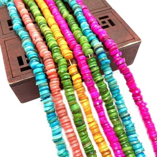Natural Freshwater Shell Beads Dyed Buckle Square Beads Colorful Accessories Handmade Diy Beads Jewelry Making Charm Necklace