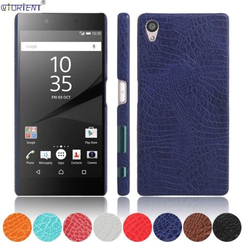 For Sony Xperia Z5 Crocodile Pattern Leather Bumper Case E6603 E6633 E6653 E6683 Ultra Thin Shell Z 5 Hard PC Shockproof Cover