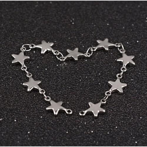 10m 304 Stainless Steel Decorative Soldered Chains with Star Connector for Necklace Bracelet Chains DIY Making 11x6x1.5mm