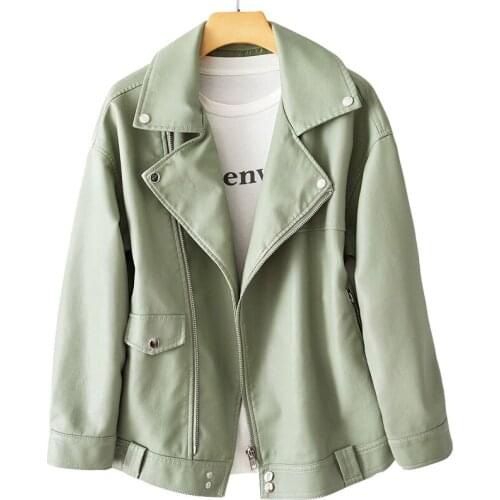 JEMEZPIN Faux Pu Leather Jacket For Women Casual Plus Size Loose Outwear Motorcycle Biker Punk Streetwear Jackets Coat Female